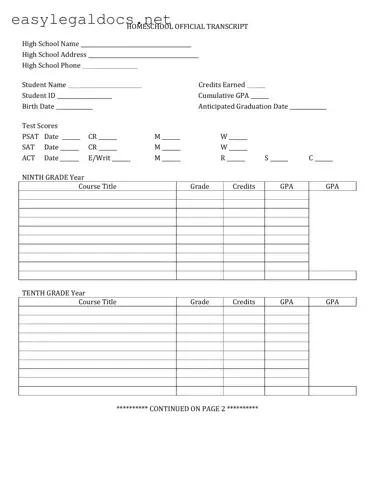 Download High School Transcript Form