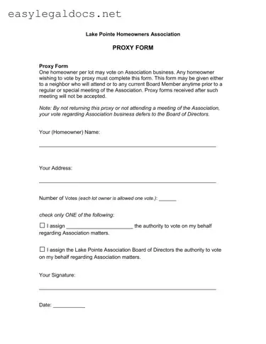 Download Homeowners Association Proxy Form