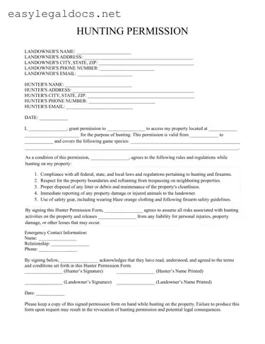 Download Hunter Permission Form