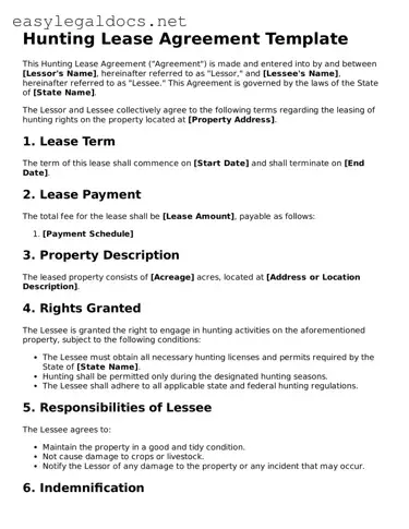 Printable Hunting Lease Agreement Form