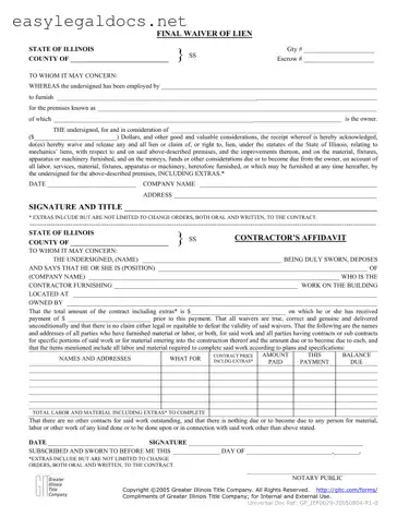 Download Illinois Final Waiver Of Lien Form