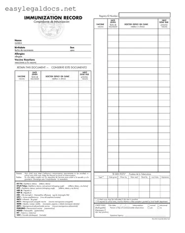 Download Immunization Record Form