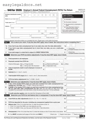 Download IRS 940 Form
