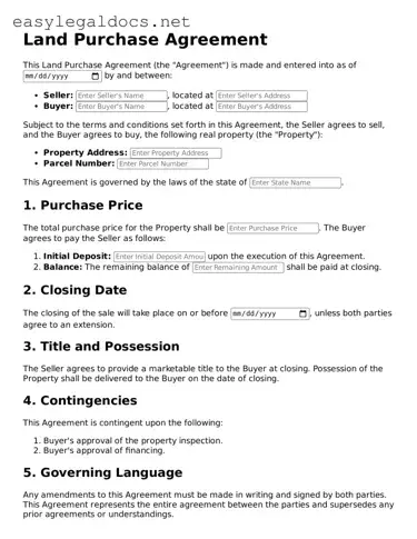 Printable Land Purchase Agreement Form