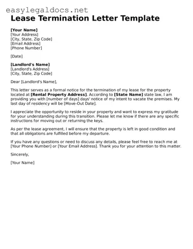 Printable Lease Termination Letter Form