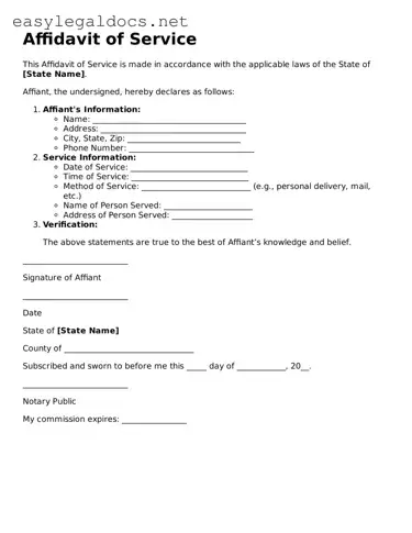 Printable Affidavit of Service Form