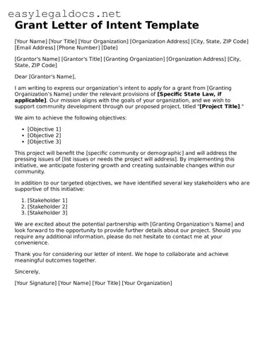 Printable Grant Letter of Intent Form