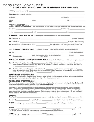 Download Live Performance Contract Form