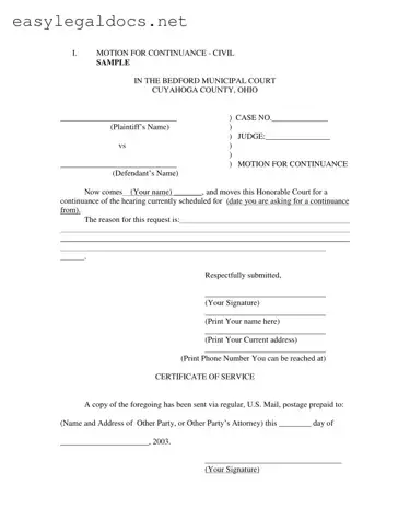 Download Motion For Continuance Form