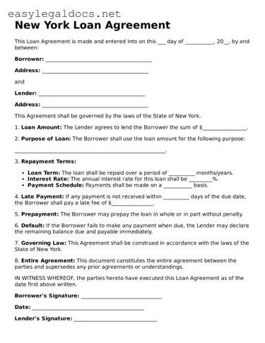 Blank  Loan Agreement Form for New York