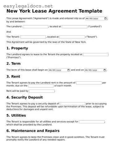 Blank  Lease Agreement Form for New York
