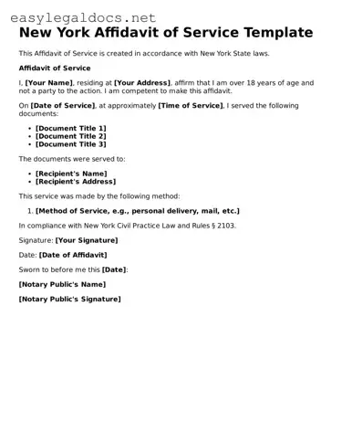 Blank  Affidavit of Service Form for New York