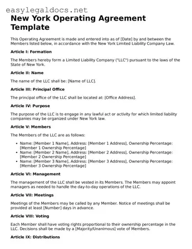 Blank  Operating Agreement Form for New York