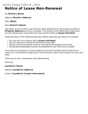 Printable Notice of Lease Non-Renewal Form