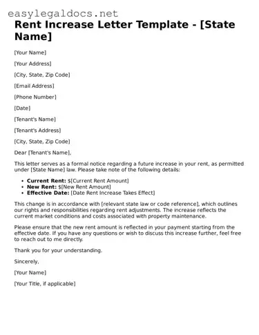 Printable Rent Increase Letter Form