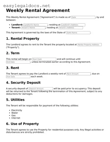 Printable Weekly Rental Agreement Form
