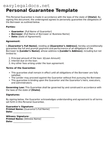 Printable Personal Guarantee Form