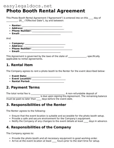 Printable Photo Booth Rental Agreement Form