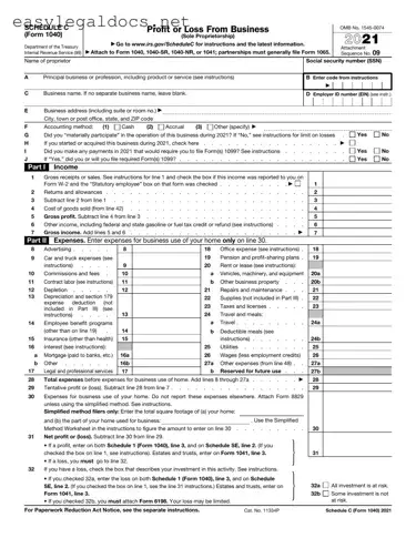 Download IRS Schedule C 1040 Form