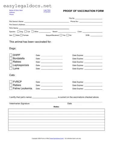 Download Proof Of Vaccination Dog Form