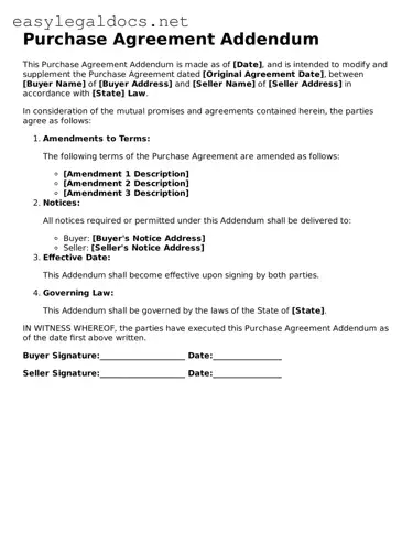 Printable Purchase Agreement Addendum Form