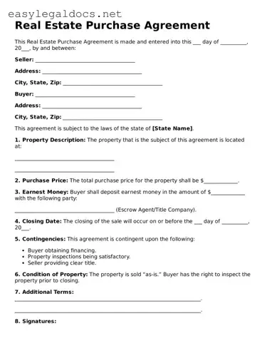 Printable Real Estate Purchase Agreement Form
