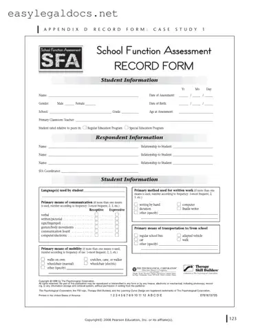 Download School Function Assessment Form