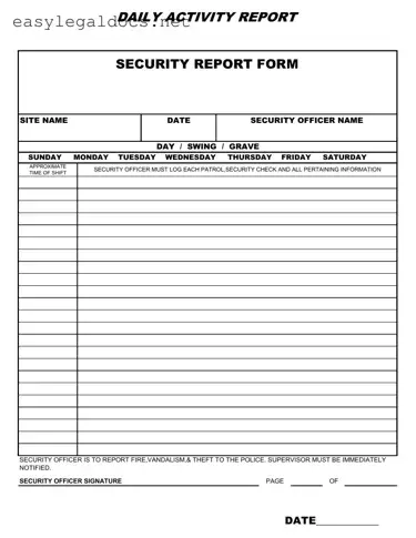 Download Security Guard Daily Report Sample Form