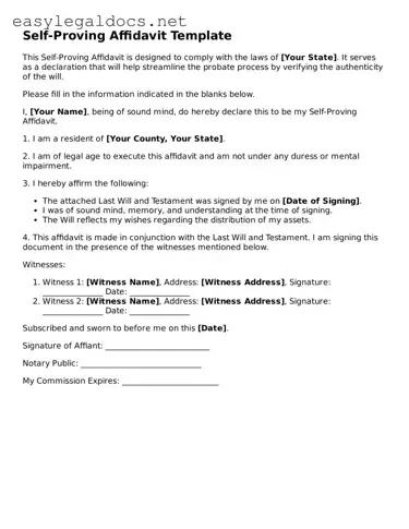 Printable Self-Proving Affidavit Form