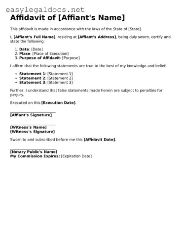 Printable Affidavit Form