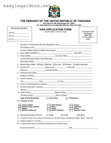 Download Tanzania Visa Applicaiton Form