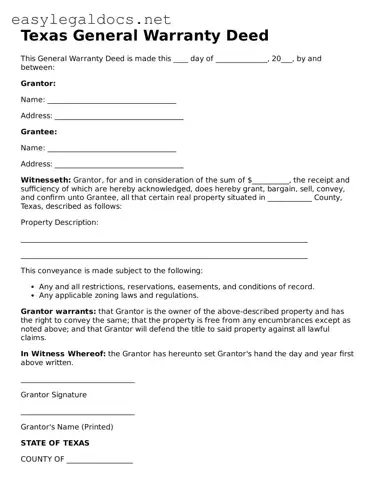Blank  Deed Form for Texas