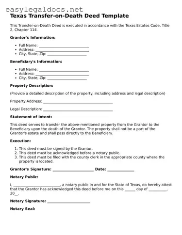 Blank  Transfer-on-Death Deed Form for Texas