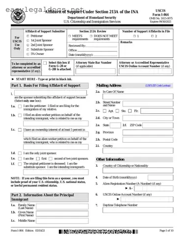 Download USCIS I-864 Form