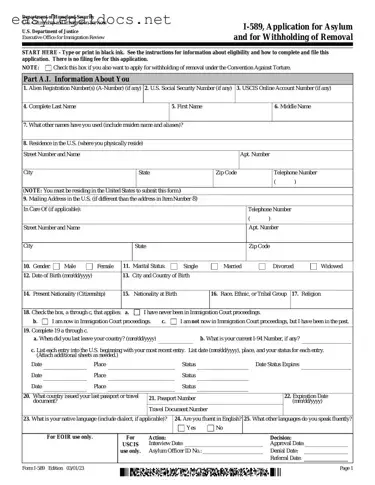 Download USCIS I-589 Form