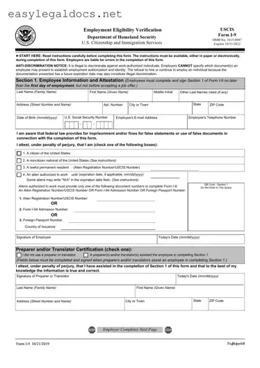 Download USCIS I-9 Form