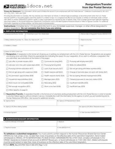 Download Usps Resignation Form