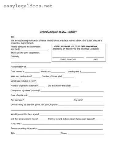 Download Verification Rental Form