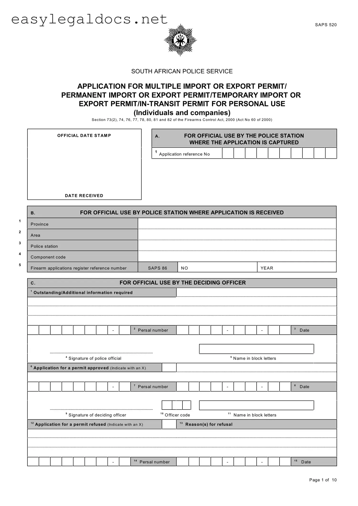 Download Saps 520 Form