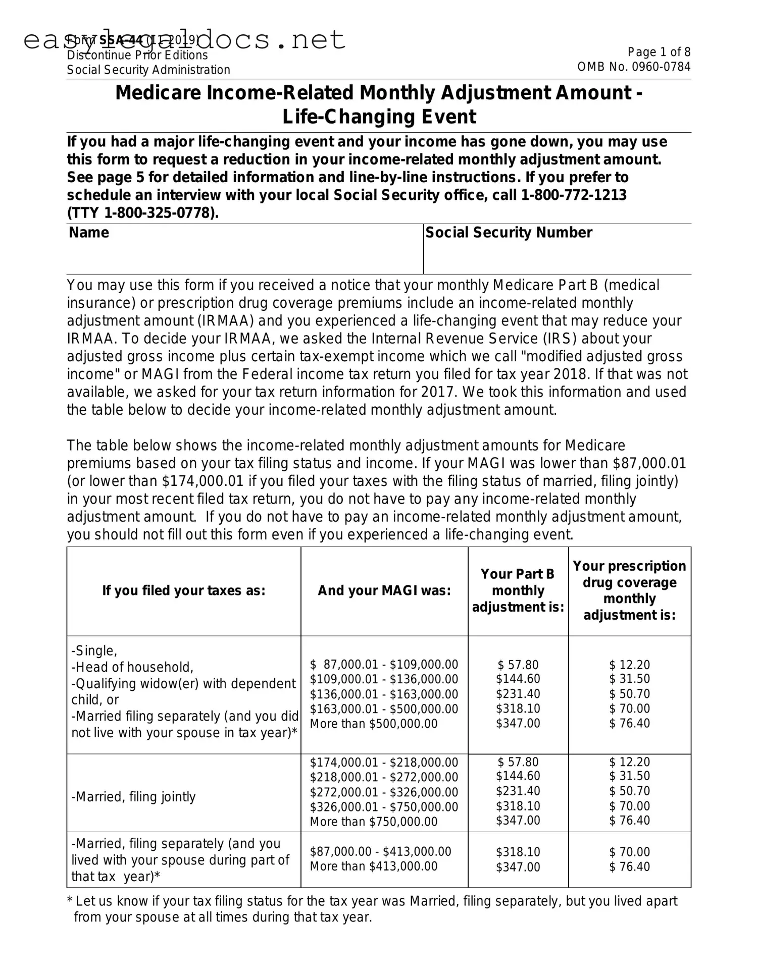 Download SSA SSA-44 Form