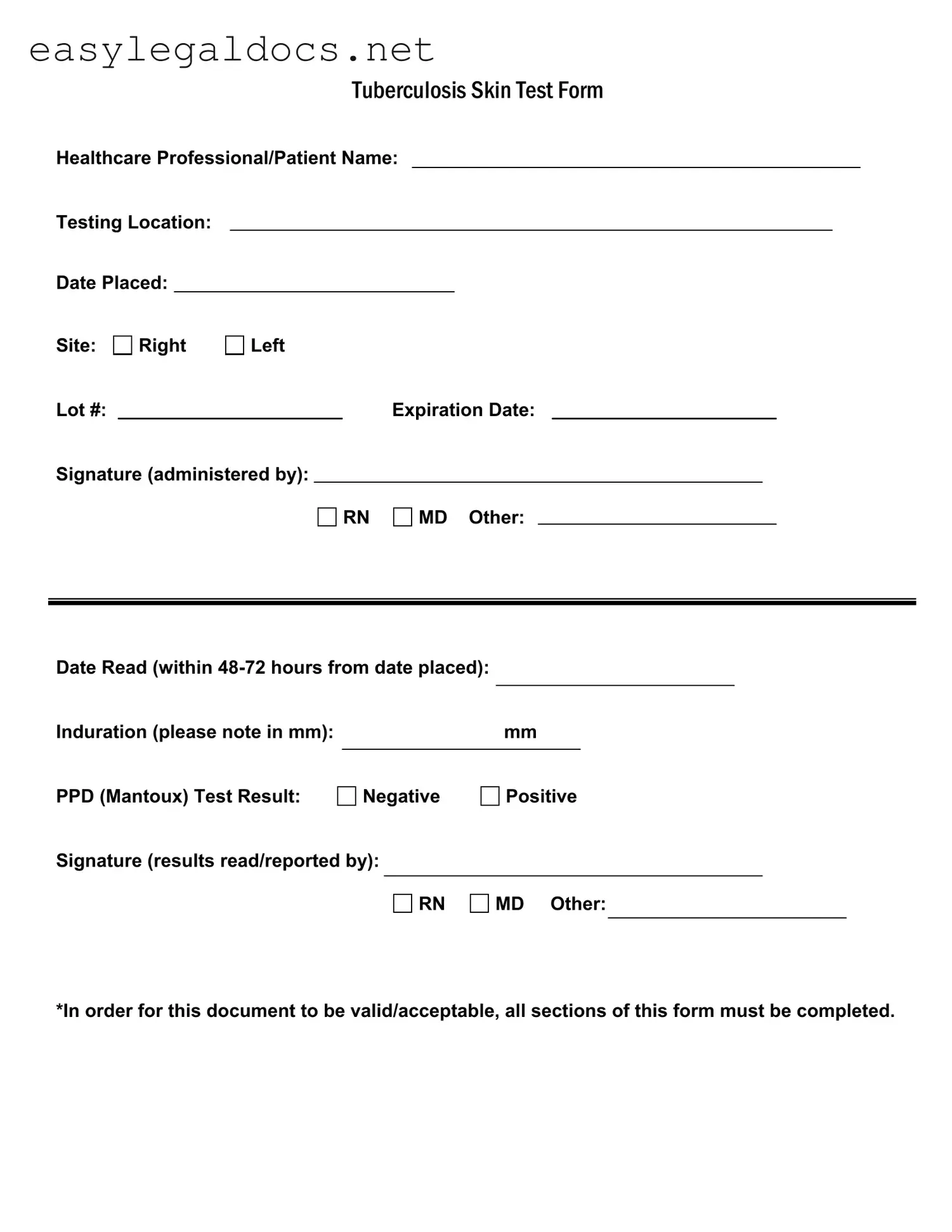 Download Tb Test Form