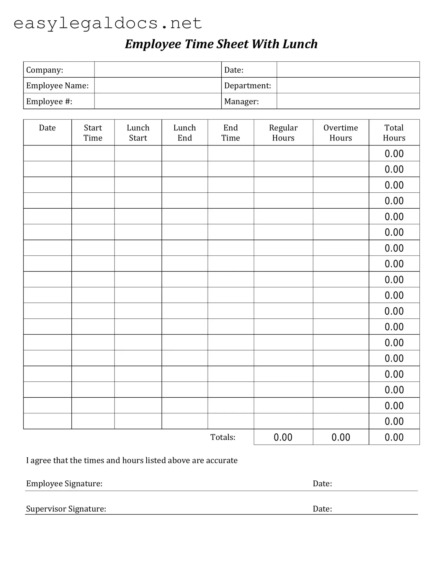 Download Time Card Form