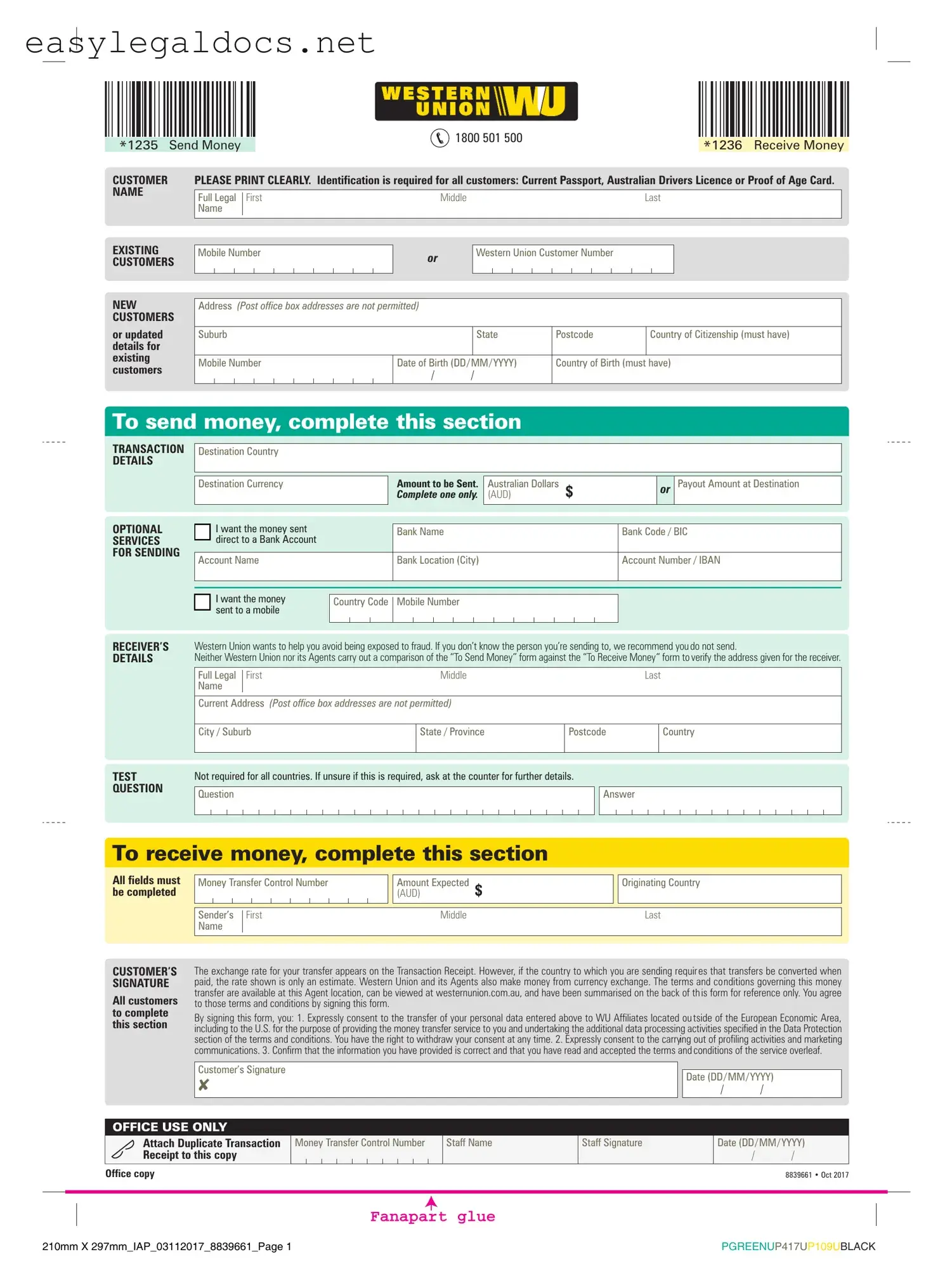 Download Western Union Form